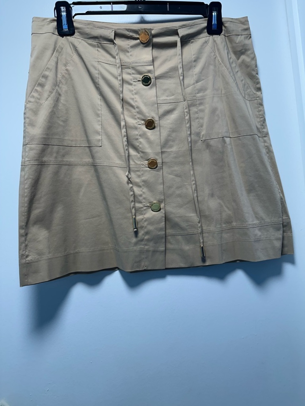 Tory Burch Beige Button-Front Mini Skirt